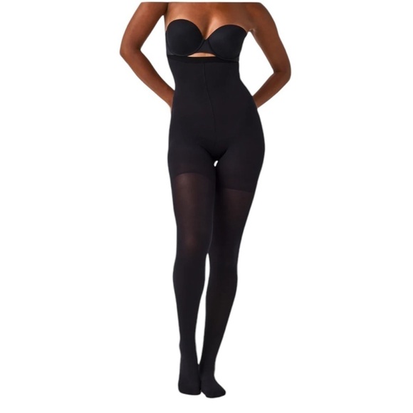 NEW Spanx Tight End High-Waisted Luxe Leg Tights in Very Black Opaque - Size A - Picture 4 of 10